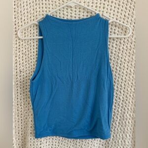 Classic Sleeveless Cropped Tank Top in Teal Blue